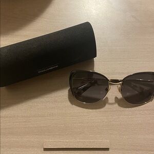 Dolce & Gabbana Gold and Black Cat-Eye Sunglasses